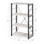 Bibliothèque rectangulaire avec plateau en faux béton et 4 tablettes en bois de style blanc antique et noir pour motif de bureau personnel