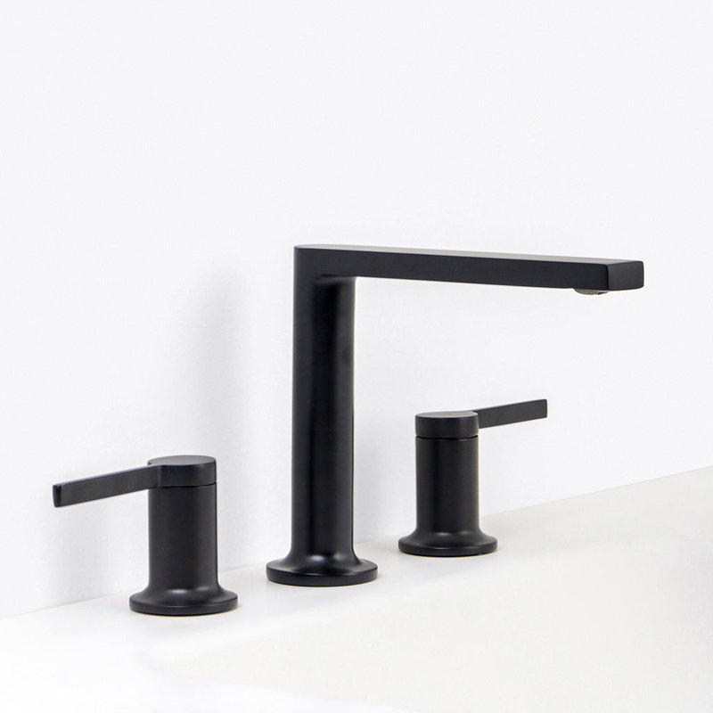 Metro Soho Bathroom Faucet - Widespread - 14" Brass, Matt Black