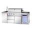 Îlot de cuisine d'extérieur au gaz 85000 avec évier en acier inoxydable, rangement et réfrigérateur compact 85 pouces Silver Design, 304, Silver
