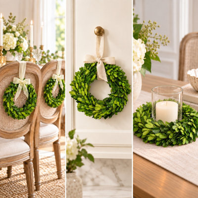 Maison 6" Handcrafted Real Preserved Boxwood Greenery Wreath