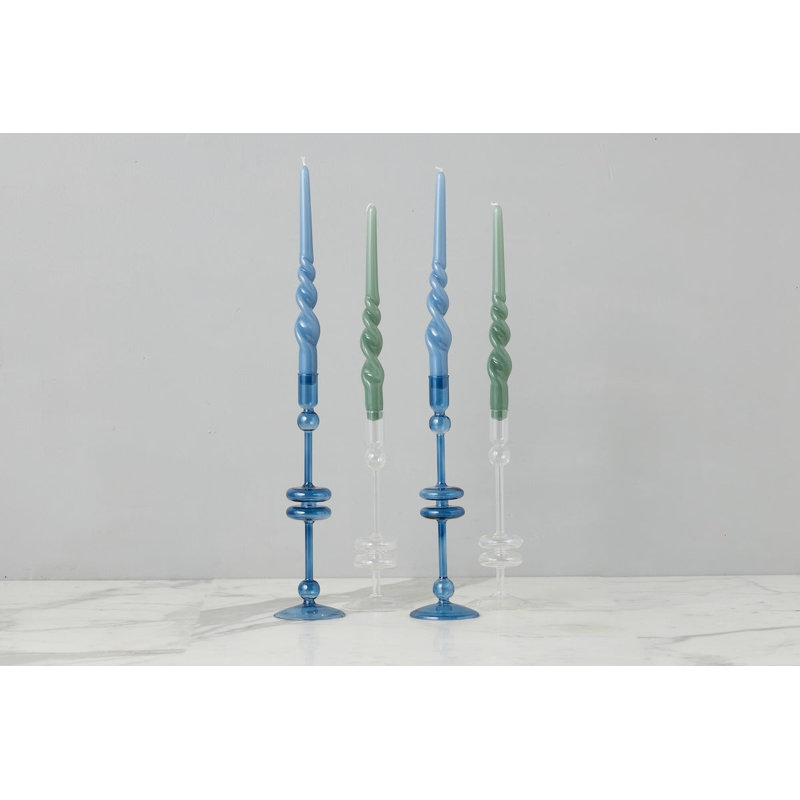 Glass Candlestick, Clear, 10" H x 4" W x 4" D