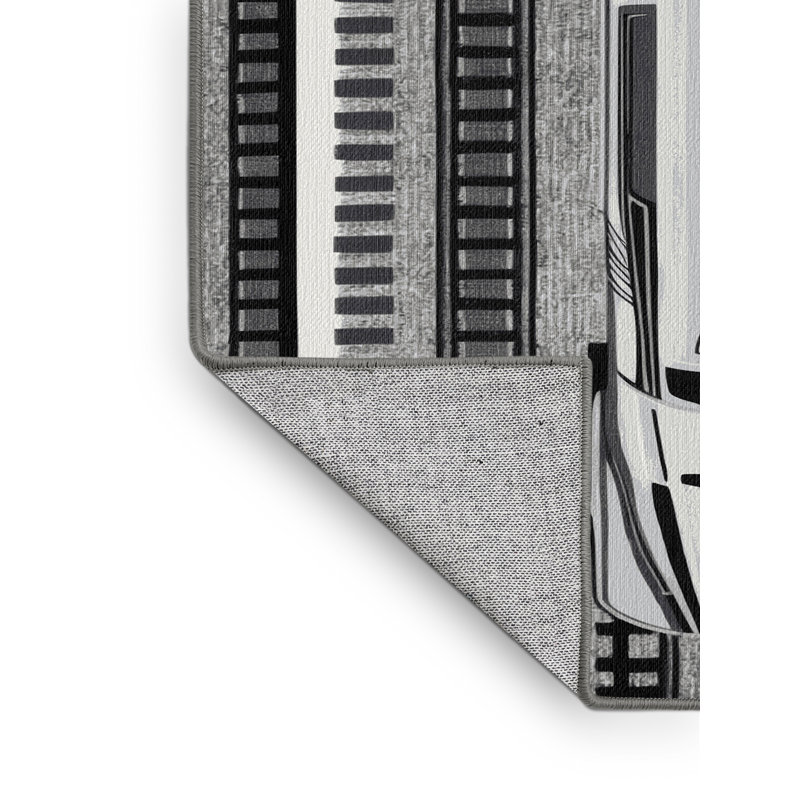 Tapis de transport gris lavable à la machine, Rectangulaire 7 pi x 10 pi