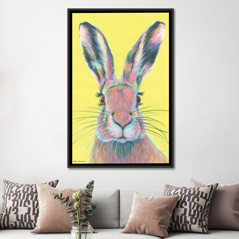 «Mad March Hare», impression sur toile tendue, H 26 po x l 18 po x P 1,5 po, Toile avec cadre flottant noir, Pas de tapis