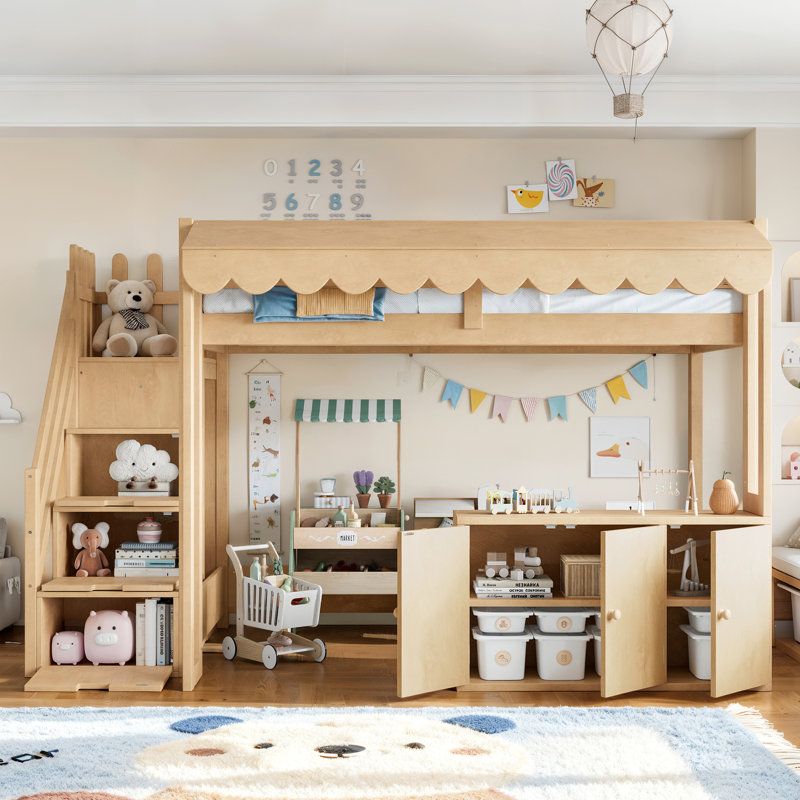 Lit mezzanine avec escalier de rangement et comptoir Storeplace, Lit simple