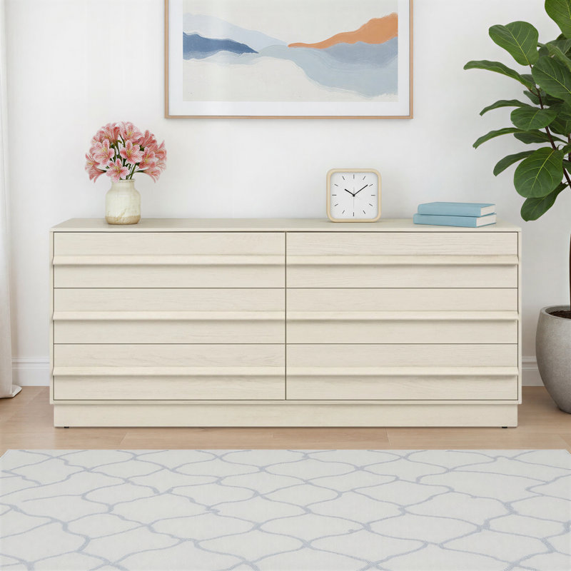 Commode double 6 tiroirs Sauger, Blanc délavé