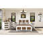 Grand lit plateforme moderne avec décoration en bandes de bois, finition blanche pour grand lit, décor, support de lattes en contreplaqué, charge maximale de 700 lb, sans sommier