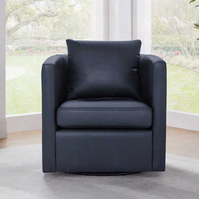 Fauteuil pivotant en similicuir Accent, Bleu