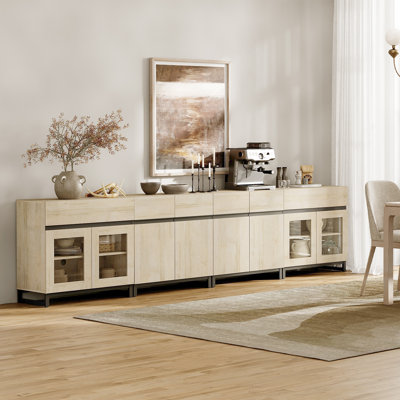 Commode 4 en 1 avec portes en verre et 2 tiroirs, commode moderne avec tablette réglable et base en métal, organisateurs de placard et armoire de rangement pour la chambre à coucher