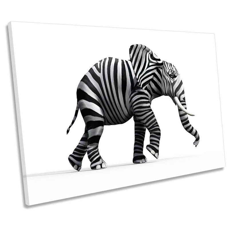 Elephant Zebra Stripes - Wrapped Canvas Print, 61cm H x 91.4cm W x 4cm D