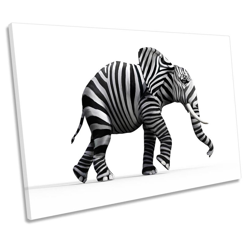 Elephant Zebra Stripes 1 Piece Wrapped Canvas Wall Art, 91.4cm H x 137.2cm W x 4cm D