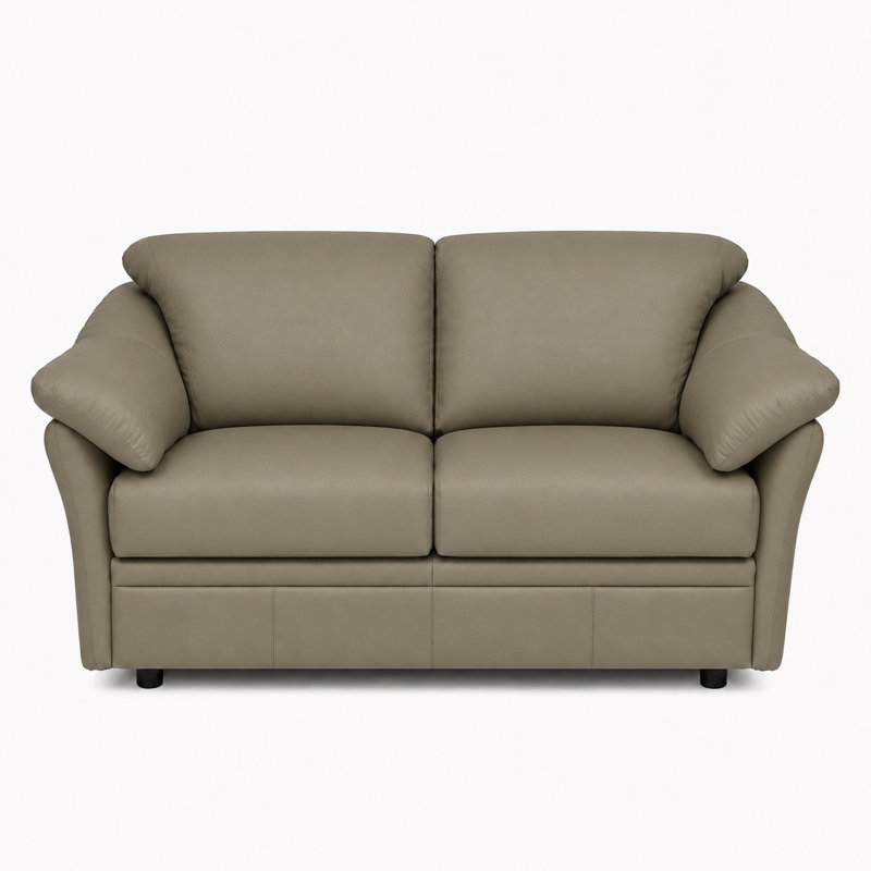 Ramdev Top Grain Leather Loveseat with Cushioned Back and Pillow Top Arm, Light Gray, 34" H x 58" W x 36" D
