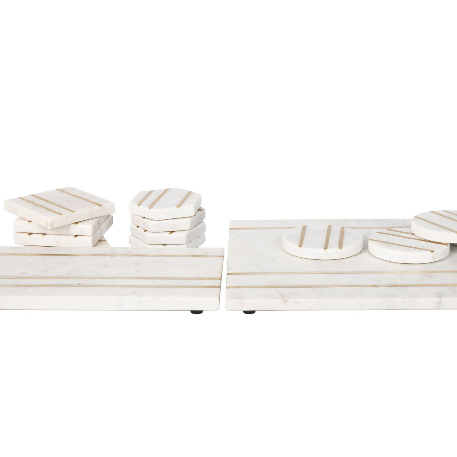 Broome Gold Inlay Marble Square Coaster Set