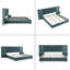Structure de lit tapissier en tissu chenille avec motif plissé, lit plateforme avec tête de lit et table de chevet. Aucun sommier nécessaire-437207600-437207614