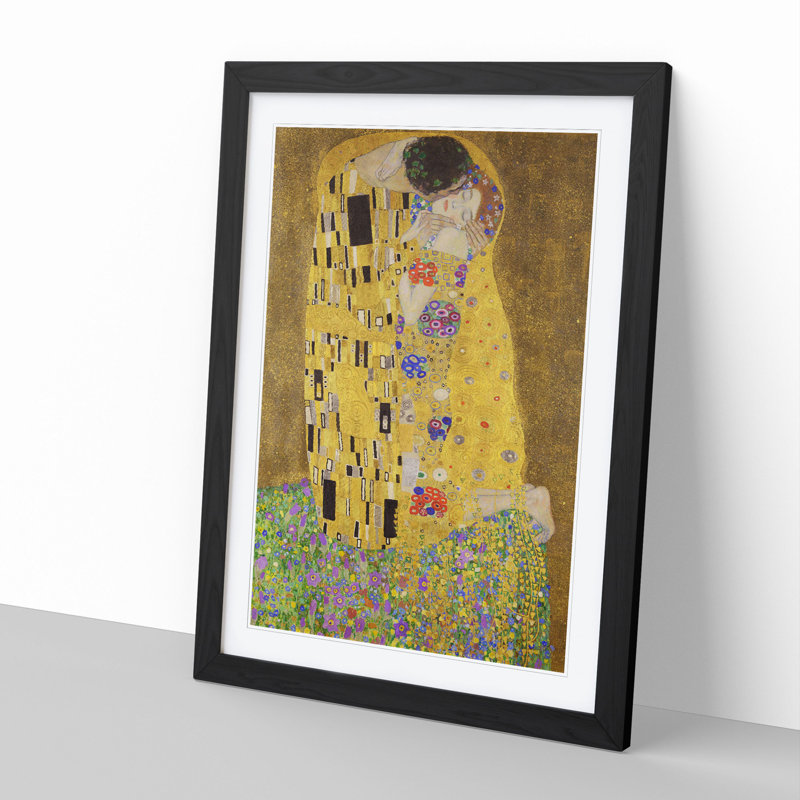 The Kiss Vol.2 by Gustav Klimt - Picture Frame Graphic Art, 48cm H x 36cm W x 2cm D, Black Framed