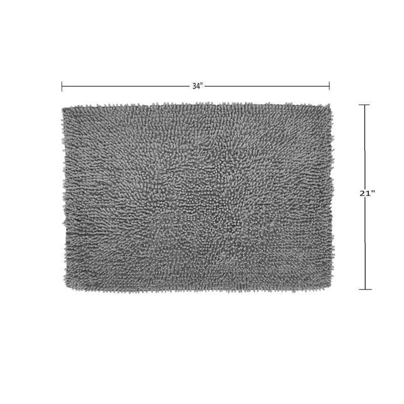 Hayworth Plush Cotton Bath Mat, Gray, 21" W x 34" L