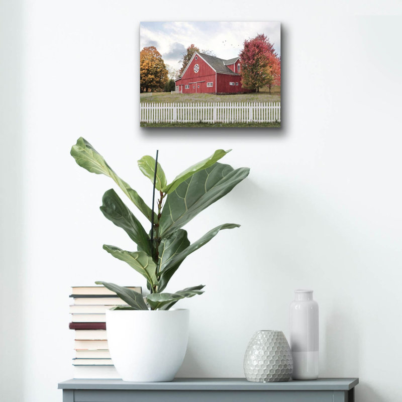 «Fall Barn» par Lori Deiter, art mural en verre acrylique