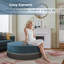 Upholstered Cocktail Ottoman Large Coffee Table for Living Room，40 Inch Modern Round Cushioned Tassel Center Table Blue