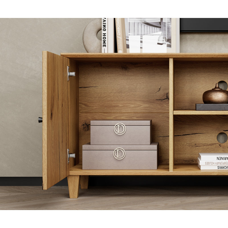 Lysiane Unfinished TV Stand for TVs up to 88", Oak Brown