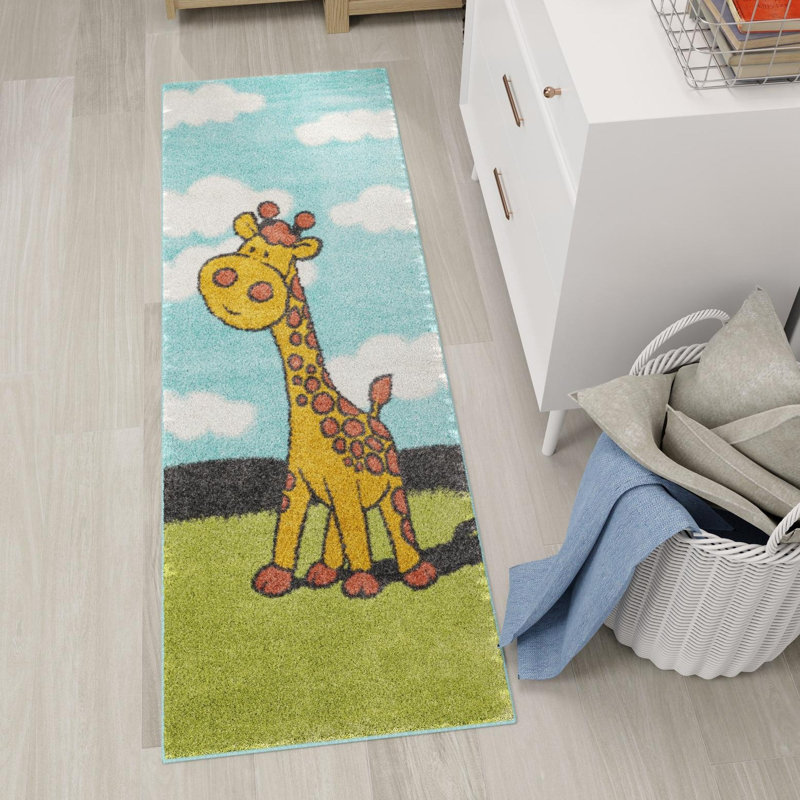 Tapis pour enfant Unique Loom Giraffe Whimsy, Tapis de couloir 2 pi 2 po x 6 pi 1 po