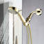 Handheld Shower With 5 Adjustable Settings - High , Good Impact Resistance, Round, Water And Spray Force, Includes Hose Quality , 3.5" Diameter Head, Consistent Performance,-121001078