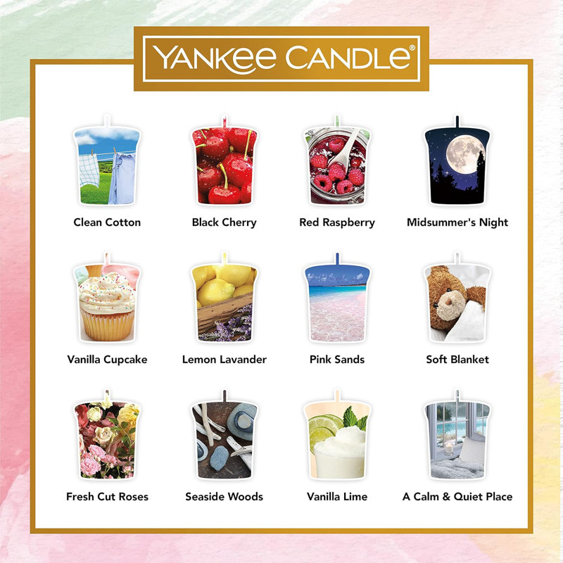 Yankee Candle Gift Set - 12 Scented Filled Votive Candles & Votive Holder In Gift Box