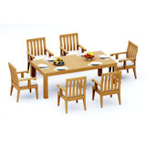 8 Seats 9 Pcs Grade-A Teak Wood Dining Set: 86" Canberra Rectangle Table And 8 Caranas Armless Chairs #11Ca1900