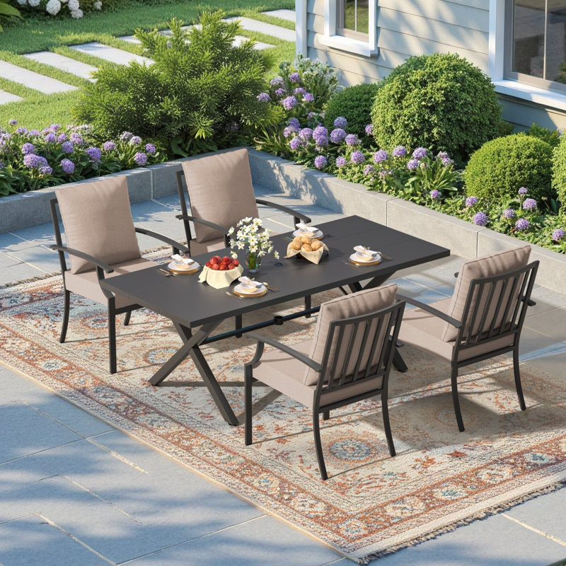 Ensemble de salle à manger de patio, 4, Tanné