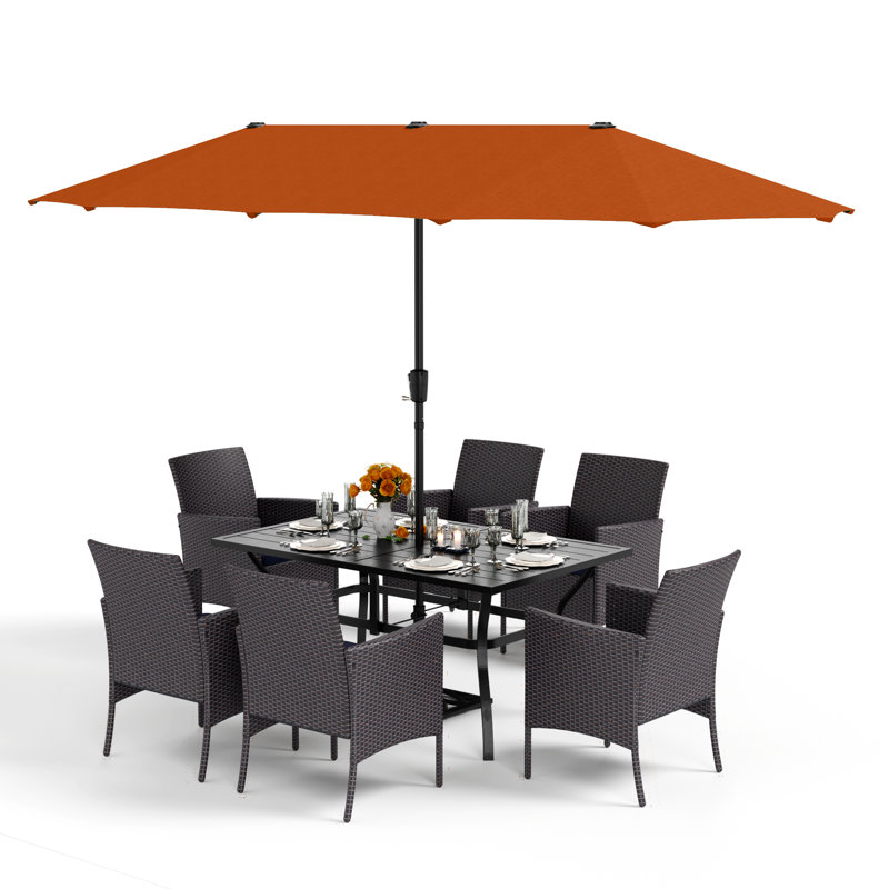Salem 6 - Person Patio Dining Set with Rectangular Table , Cushions Included