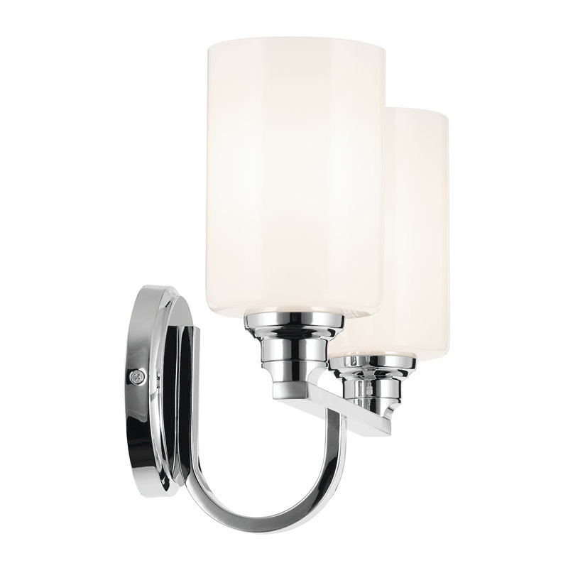 14.25" 2-Light Vanity Light with Glass, Opal Etched, Chrome
