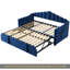 Lit de jour rembourré simple avec lit gigogne escamotable à hauteur réglable et port de charge USB et Type-C, structure de lit de jour avec 2 poches latérales, aucun sommier nécessaire, bleu-1222892538