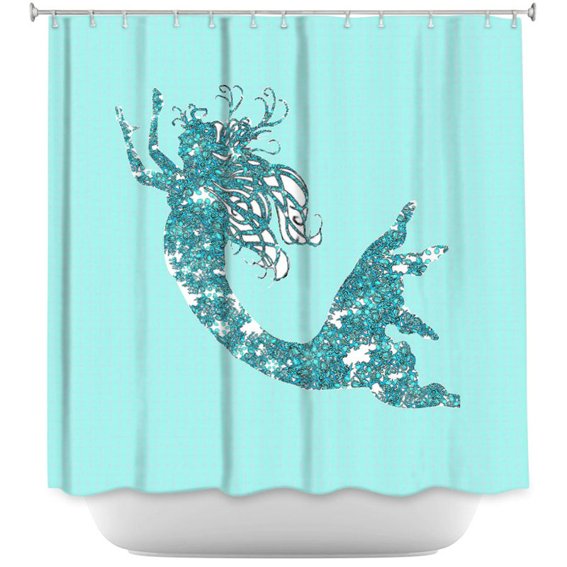 Rideau de douche simple sirène ii Bellingham, Aqua / Blanc