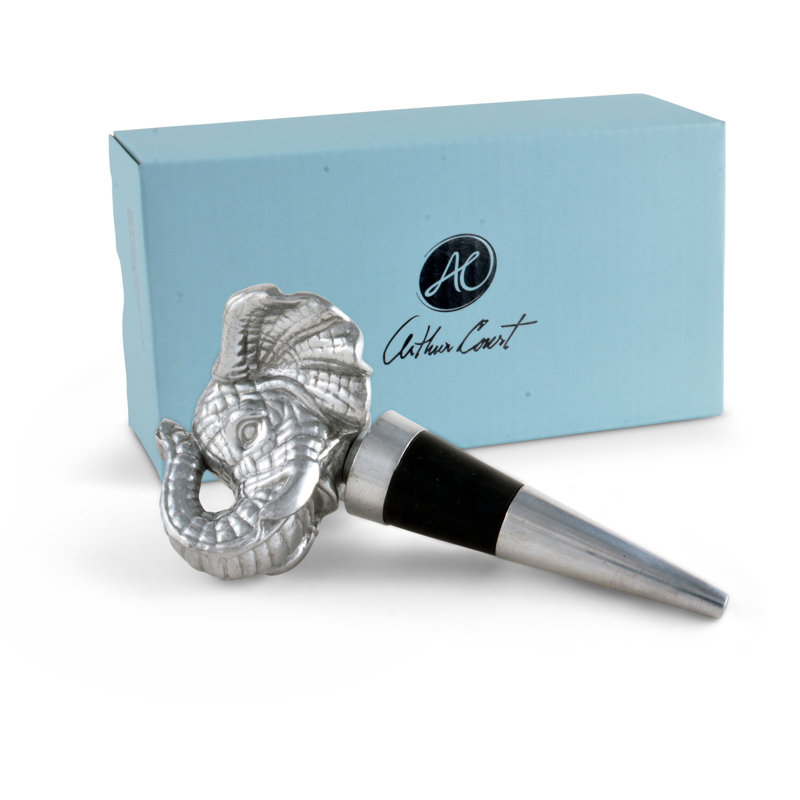 Arthur Court Elephant Aluminum Wine Bottle Stopper