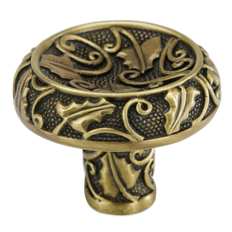 ROOKWOOD KNOB IN FLORENTINE PLATE, Brass