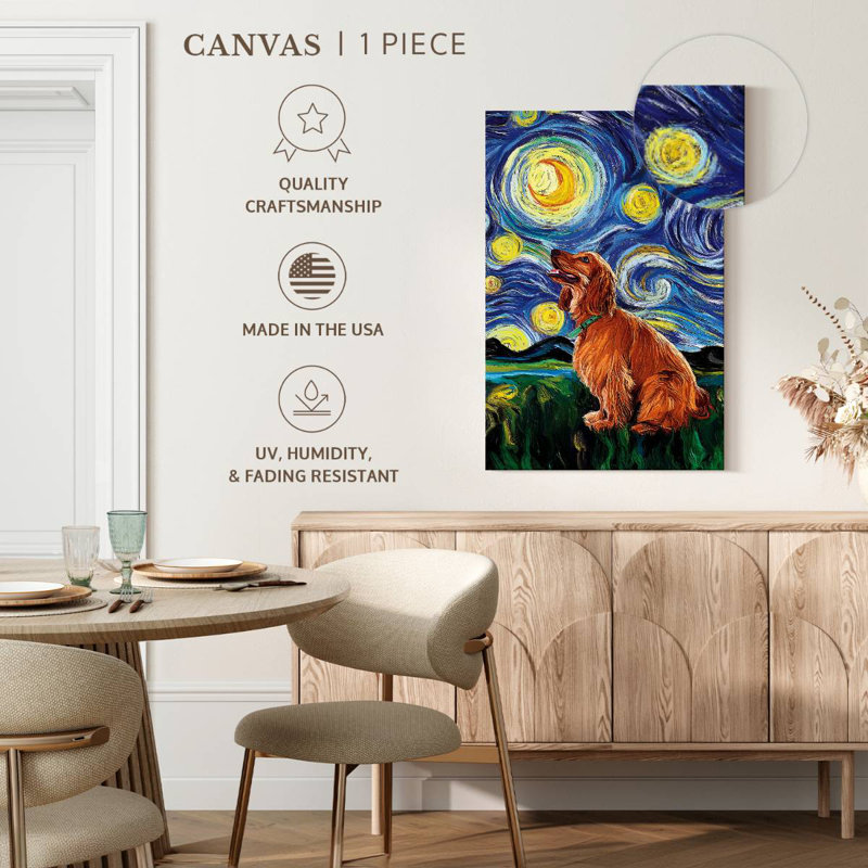 Cocker Spaniel Starry Night, 51" H x 34" W