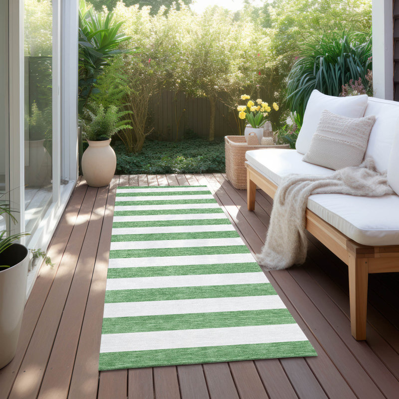 Kinslee Flatweave Washable Striped Indoor / Outdoor Rug, Runner 2'3" x 7'6"