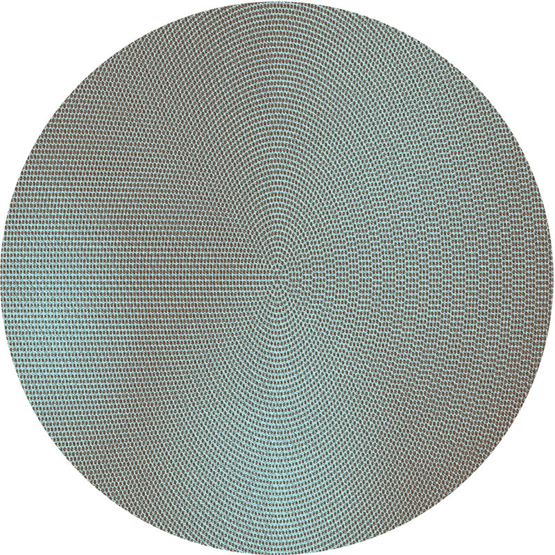 Tapis bleu/gris à motifs Kattamuri, Rond 4 pi