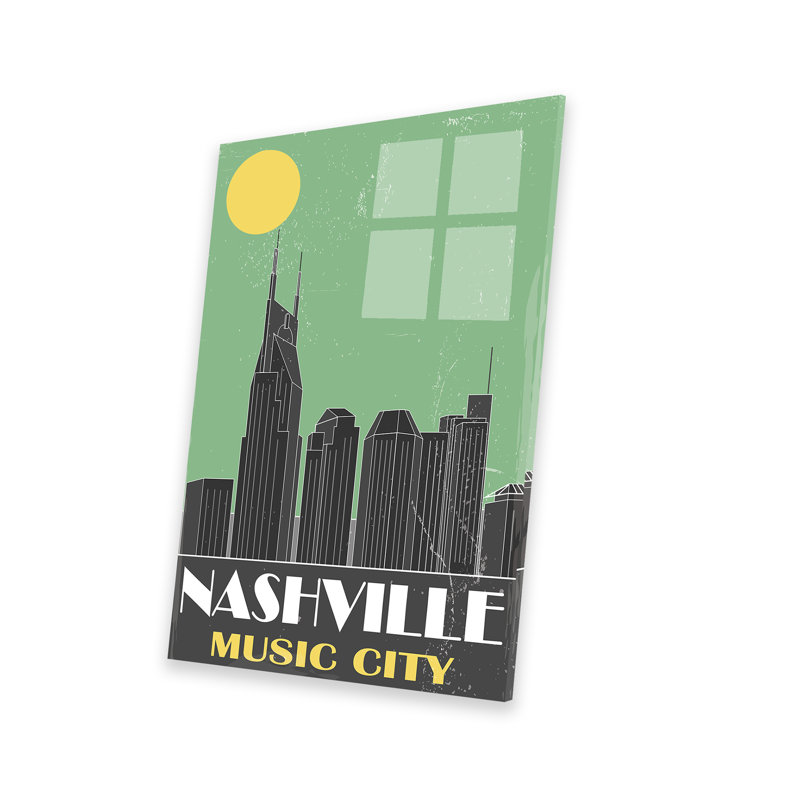 Nashville - peinture sans cadre, Gris / blanc / céleri / olivine