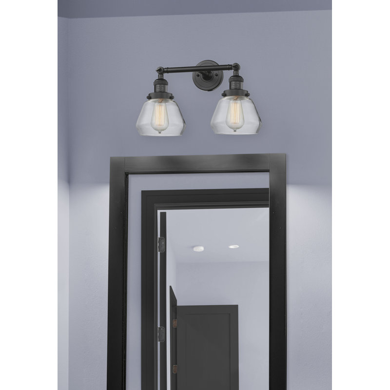 Éclairage pour meuble-lavabo 2 lumières rétro Lasseter, DEL, Plaqué couleur fumée, Noir mat