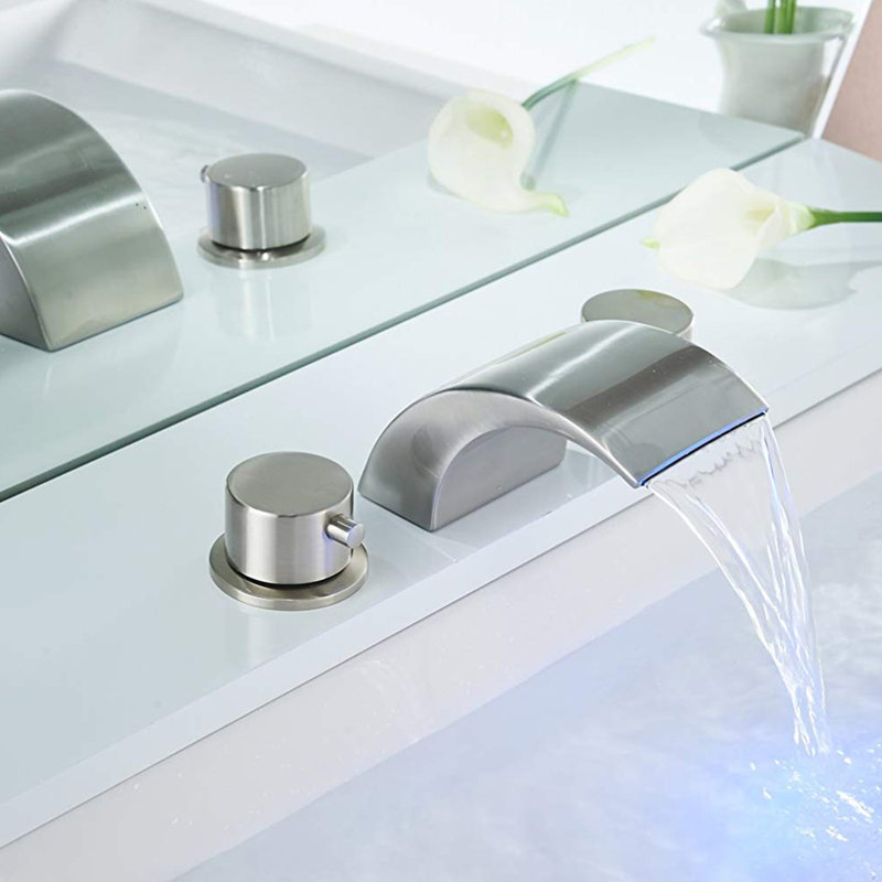 Widespread 2-handle Bathroom Faucet with Drain Assembly, Brushed Nickel