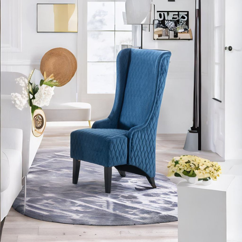Fauteuil à oreilles large 23,03 po Rivah, Tissu Revolution Performance Fabrics® bleu, 1 