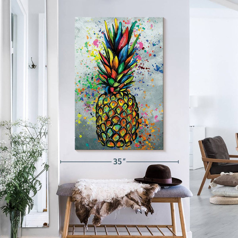 Pineapple Color Splash, peinture sur toile, H 39 po x l 26 po x P 1,25 po