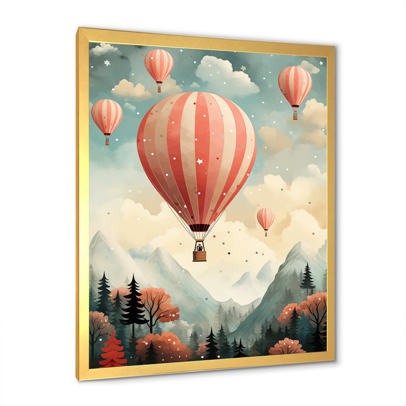 Charme de montgolfière classique, Encadrement doré, H 32 po x l 24 po x P 1 po