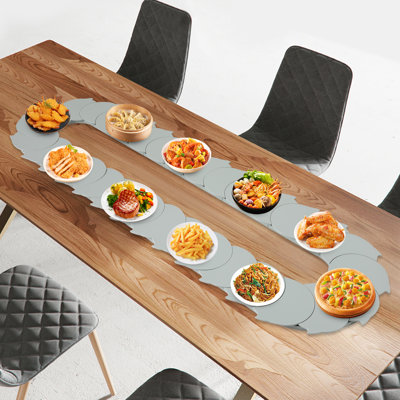 Rotating Plastic Dining Table Manual Swivel Adjustable Food Serving Train