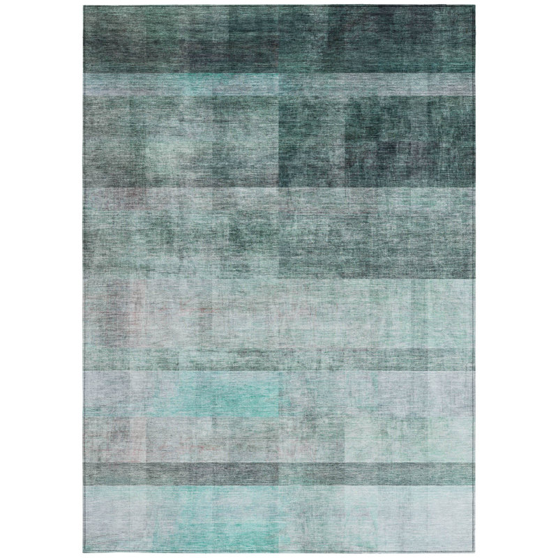 Tapis extérieur antidérapant lavable 9 pi x 12 pi bleu sarcelle