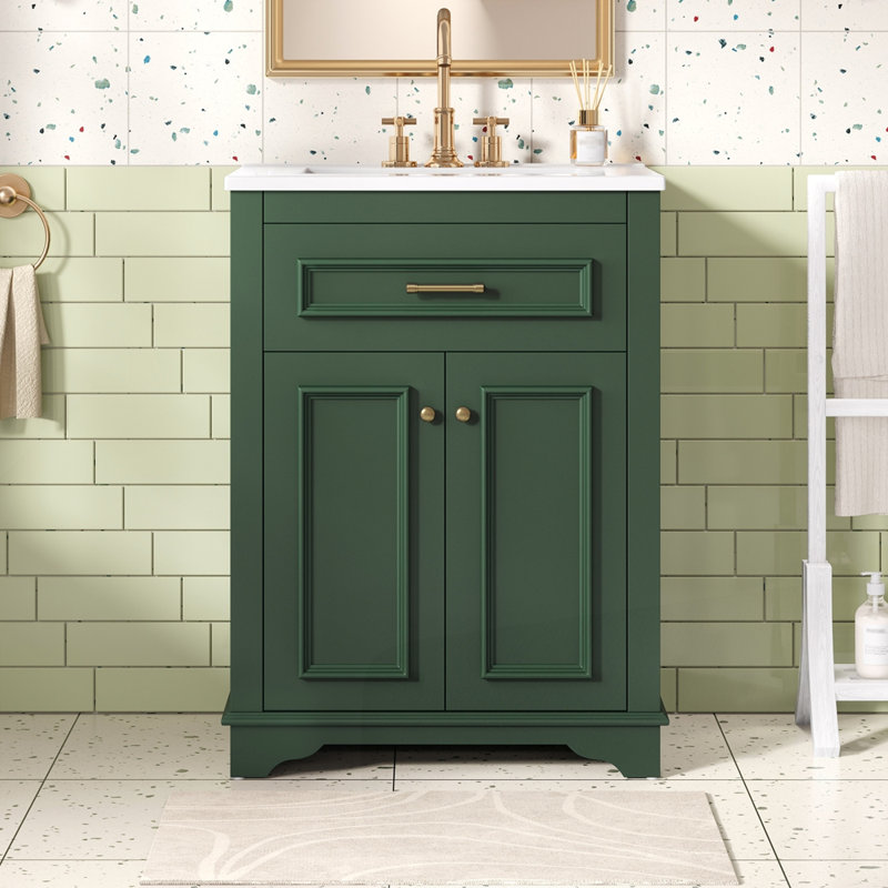 Meuble-lavabo 24 po avec lavabo en céramique intégré, Vert