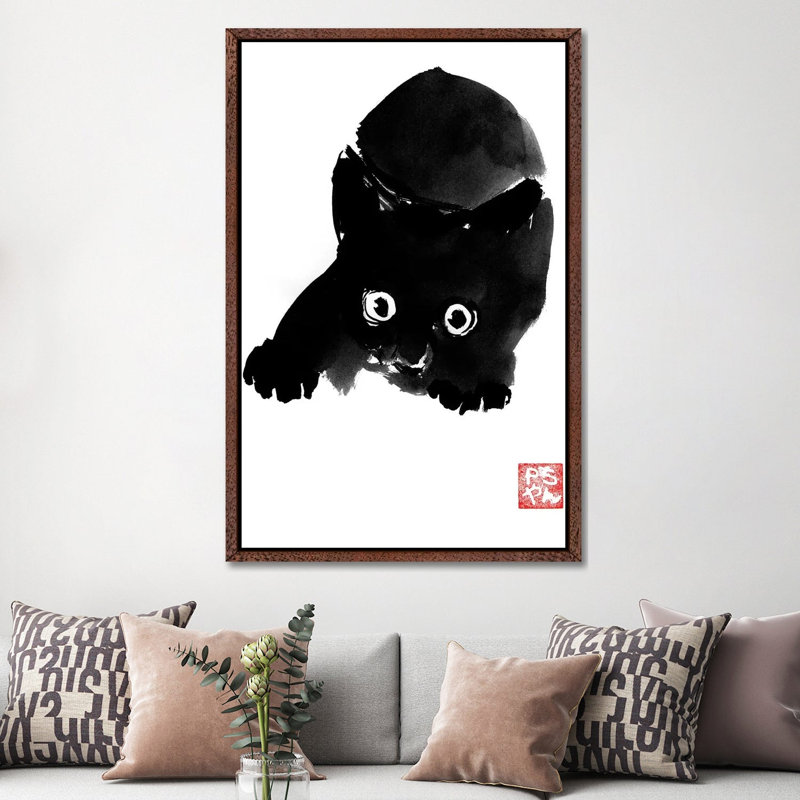 Fear by Péchane - Print on Canvas, 152.5 cm H x 101.5 cm W, Classic Brown Wood Framed
