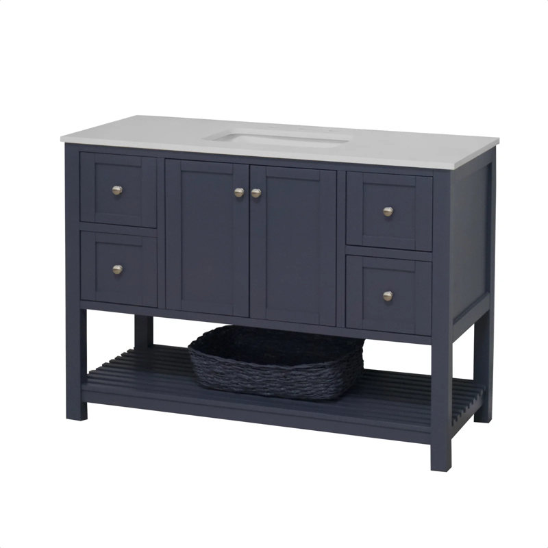 Ensemble de meuble-lavabo simple 48 po Binne, Gris marine, Blanc d'ingénierie