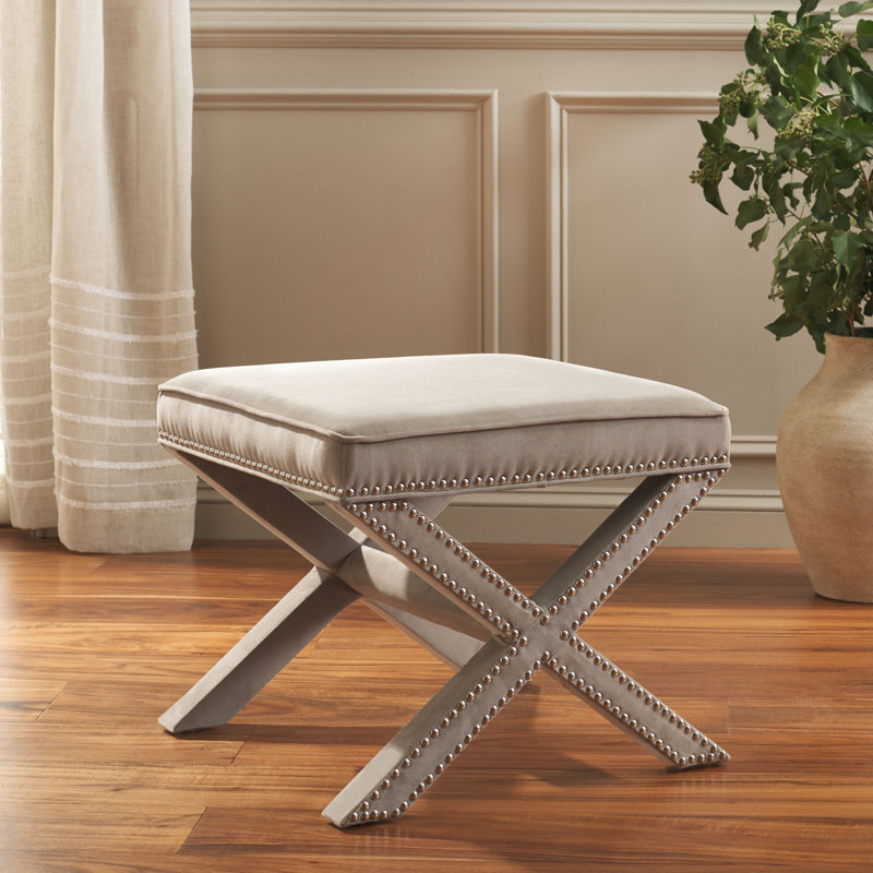 Dangela Upholstered Ottoman, Mushroom Taupe Velvet