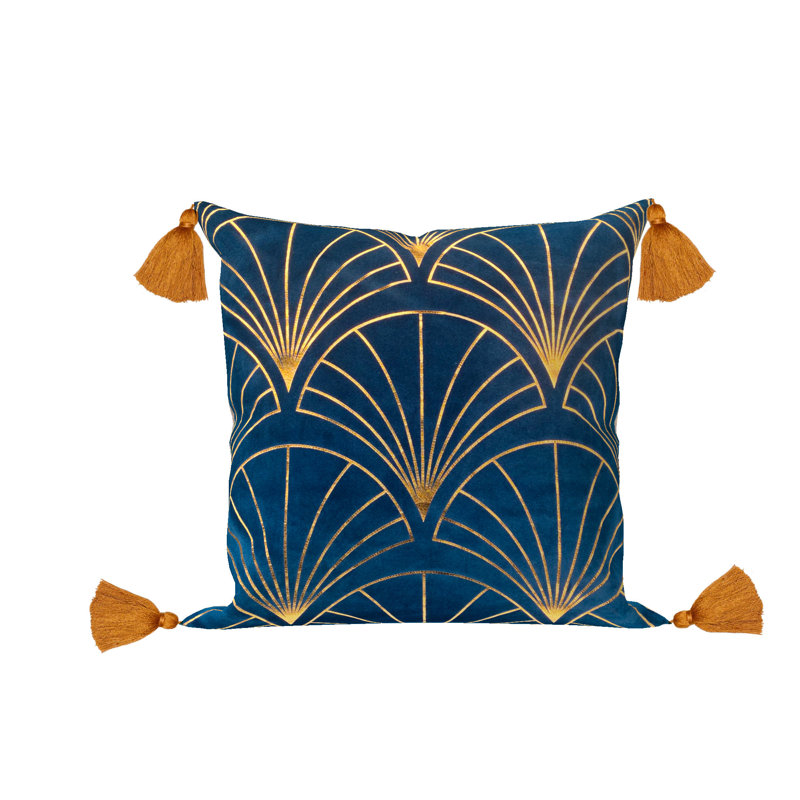 Barth Geometric Square Throw Pillow Cover, Blue