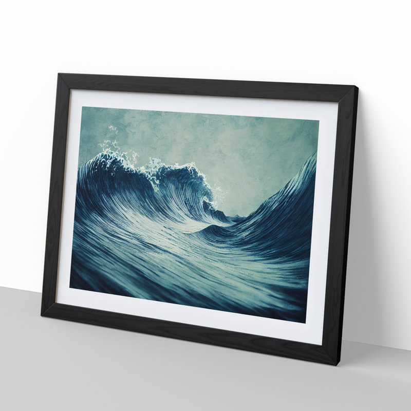 Evolving Japanese Wave - Framed Print, Black, 46cm H x 64cm W x 2cm D